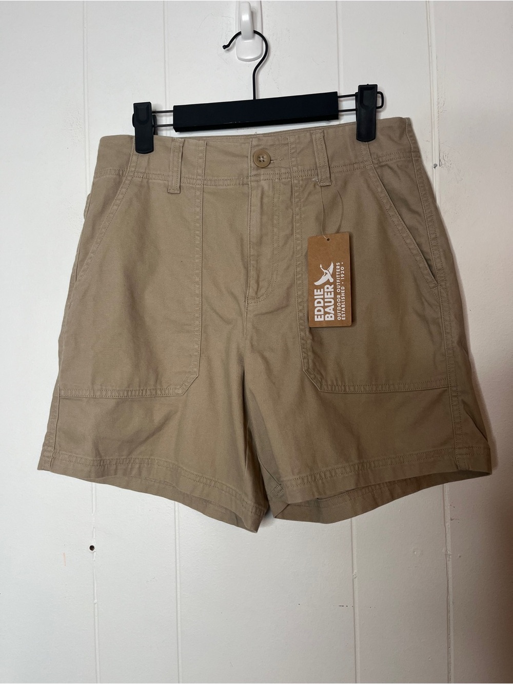 NWT Eddie Bauer Khaki Utility Canvas Shorts 6" Women's 4